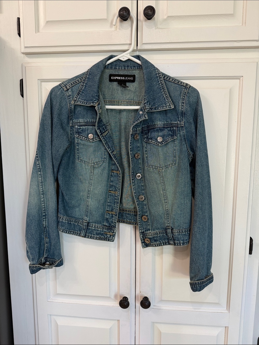Express Denim Jacket in Faded Blue Wash